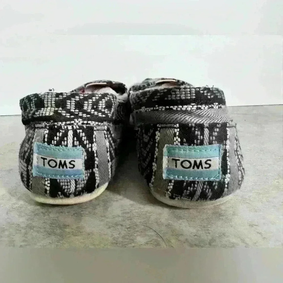 Toms Alpargata Canvas Shoes Womens Size W8 Black Gray Aztec Casual Slip On​ - Picture 6 of 9